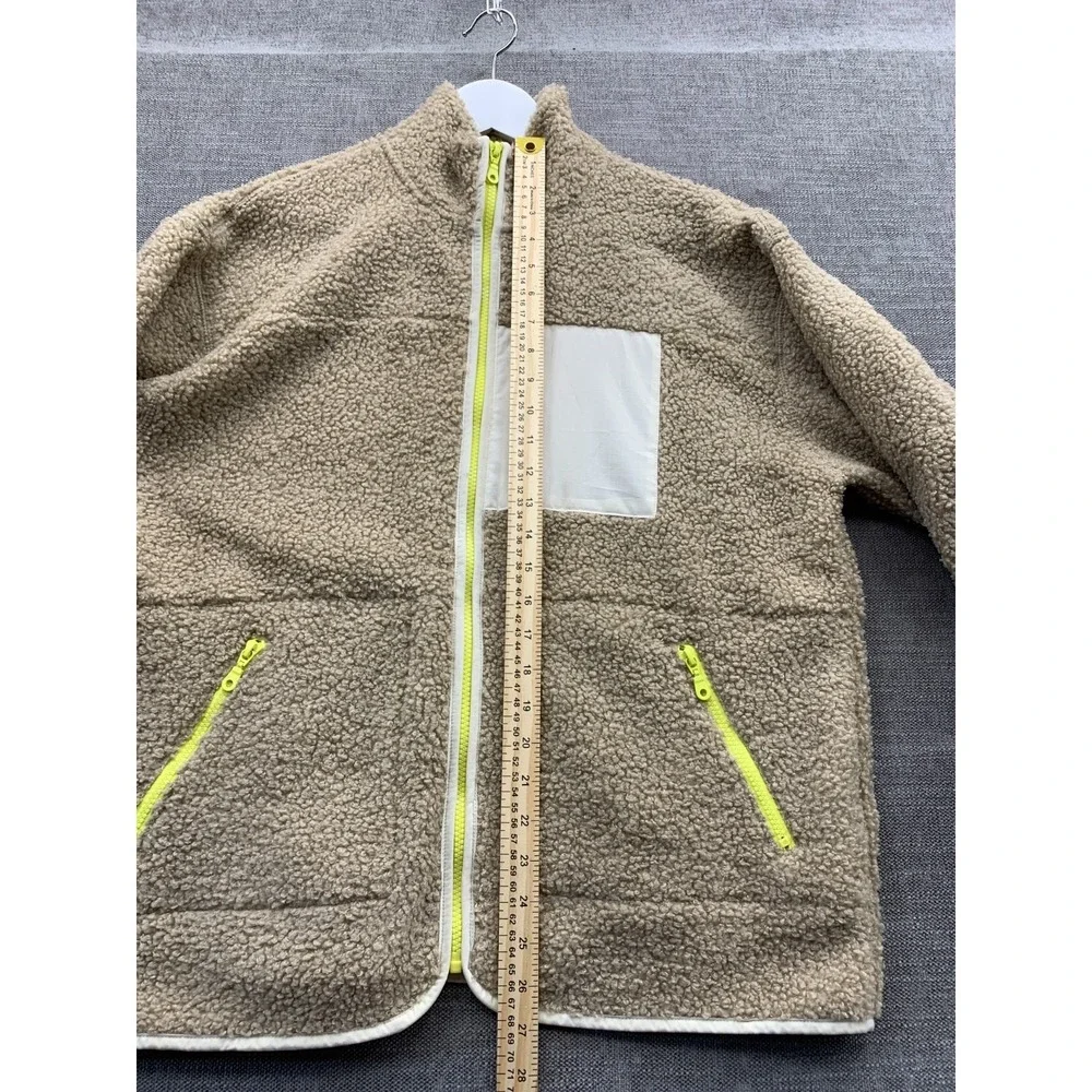 Universal Thread Goods Co Faux Fur Jacket Womens Small Beige Mock Neck Warm Wear